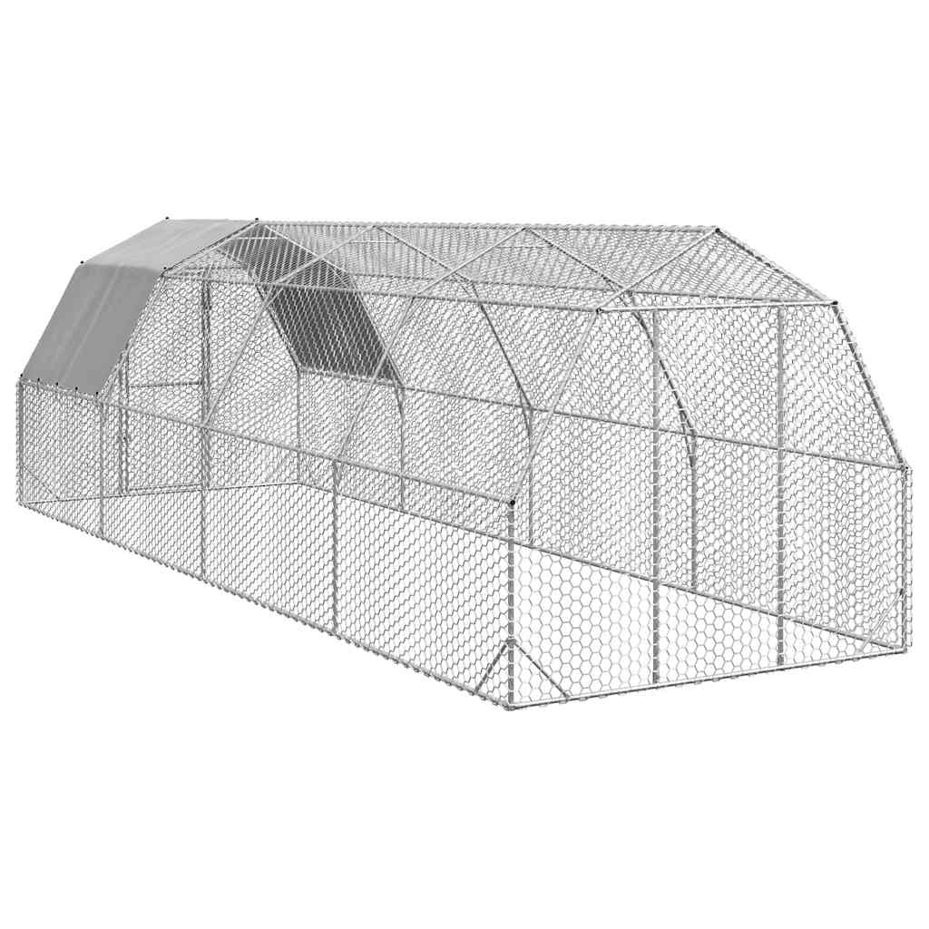 Kippenren met dak 2,5x8x2,25 m gegalvaniseerd staal - Afbeelding 4
