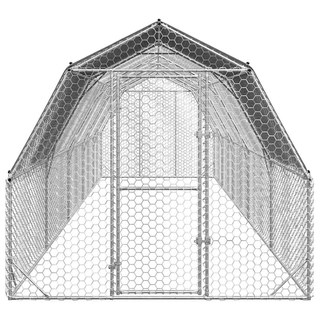 Kippenren met dak 2,5x10x2,25 m gegalvaniseerd staal - Afbeelding 2