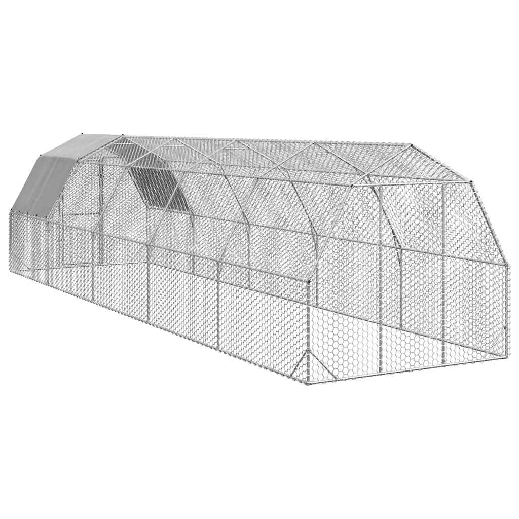 Kippenren met dak 2,5x10x2,25 m gegalvaniseerd staal - Afbeelding 4