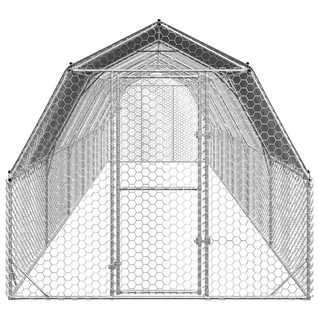 Kippenren met dak 2,5x12x2,25 m gegalvaniseerd staal - Afbeelding 2