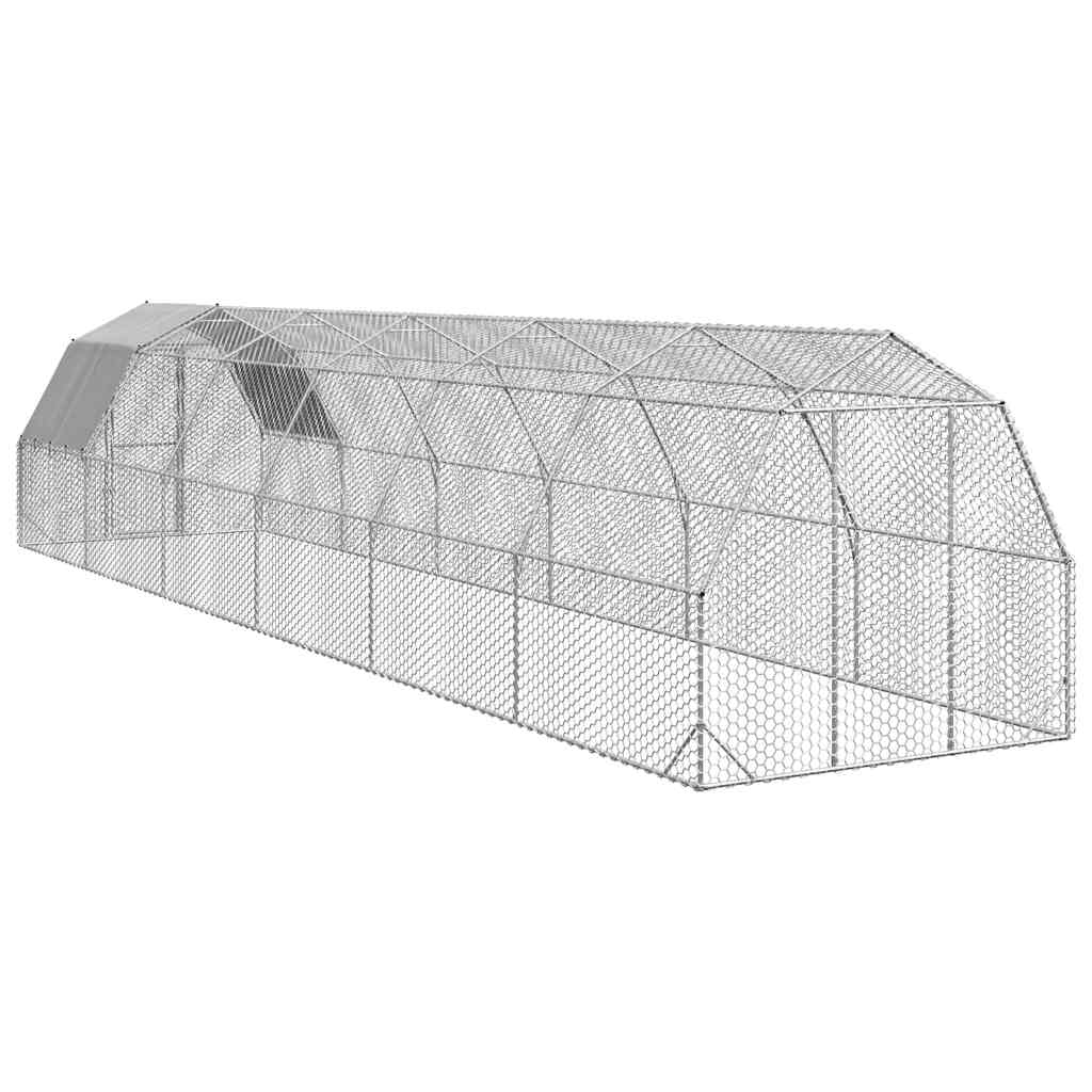 Kippenren met dak 2,5x12x2,25 m gegalvaniseerd staal - Afbeelding 4