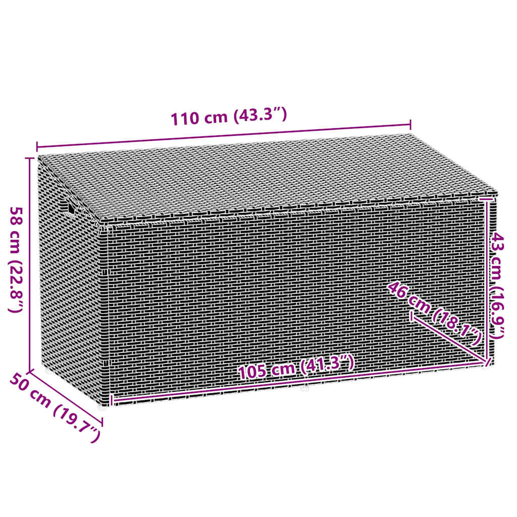 Tuinbox 110x50x58 cm poly rattan bruin - Afbeelding 10