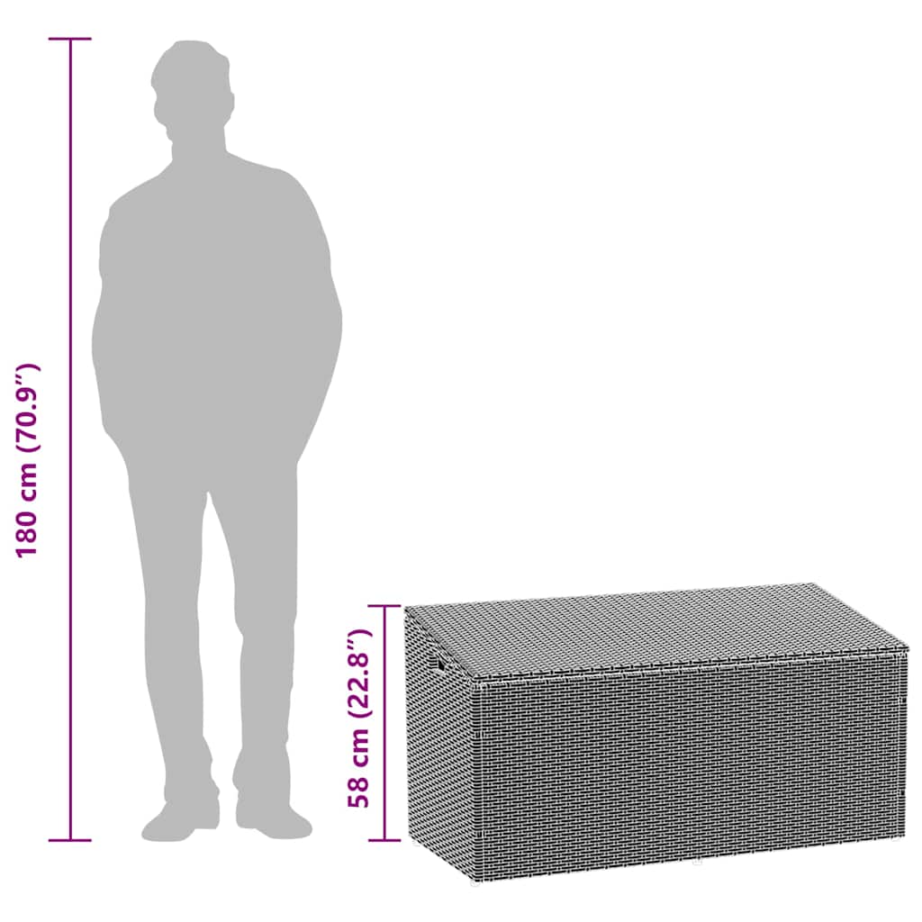 Tuinbox 110x50x58 cm poly rattan grijs - Afbeelding 11