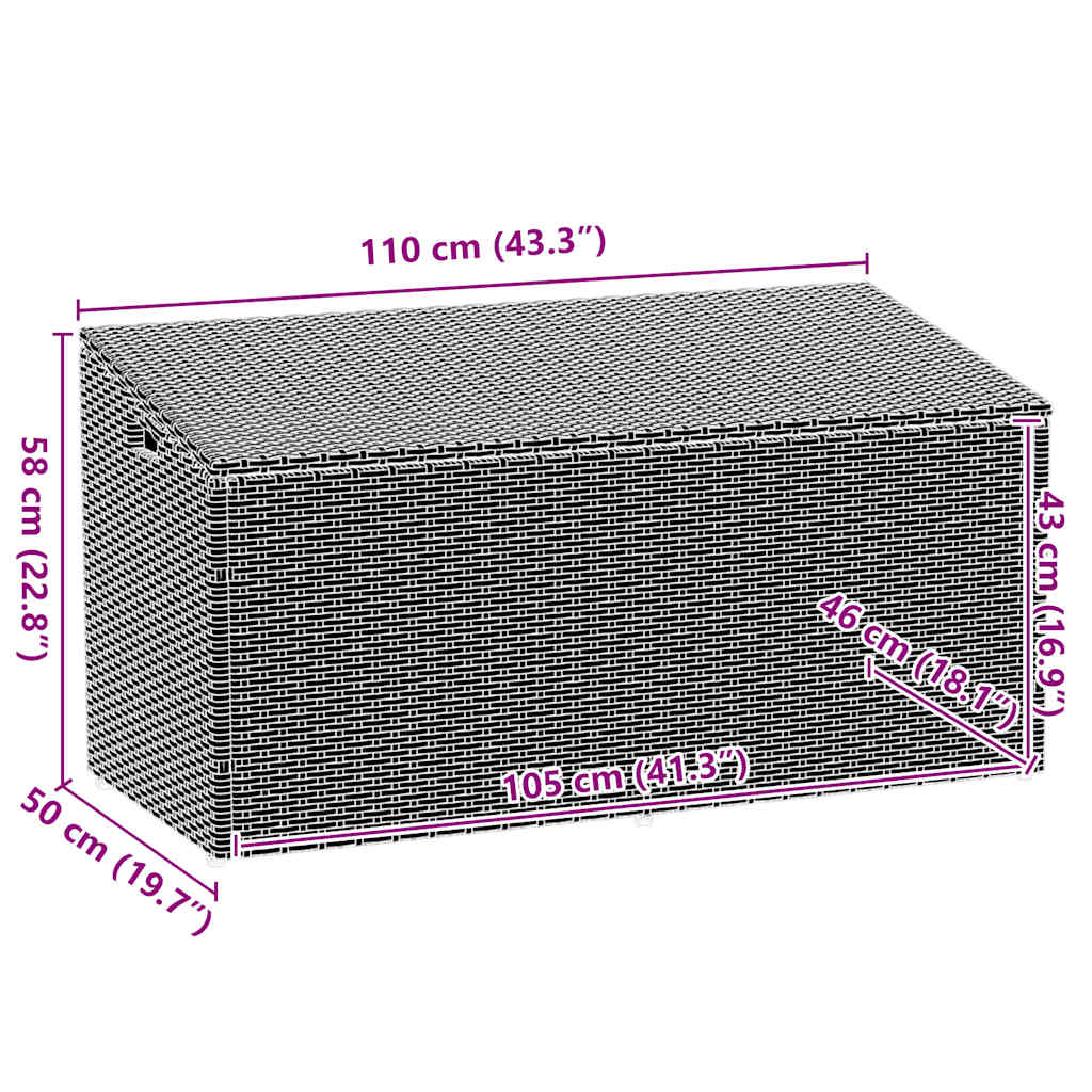 Tuinbox 110x50x58 cm poly rattan grijs - Afbeelding 10