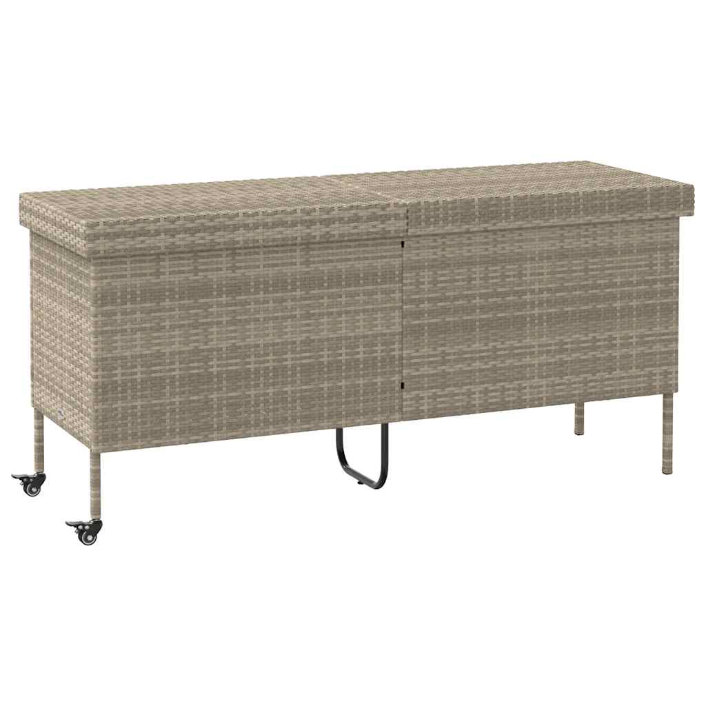 Tuinbox met wielen 160x55x75 cm poly rattan lichtgrijs - Afbeelding 2