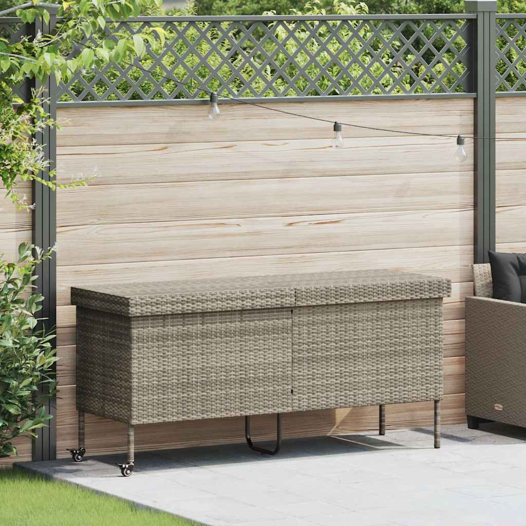 Tuinbox met wielen 160x55x75 cm poly rattan lichtgrijs - Afbeelding 3