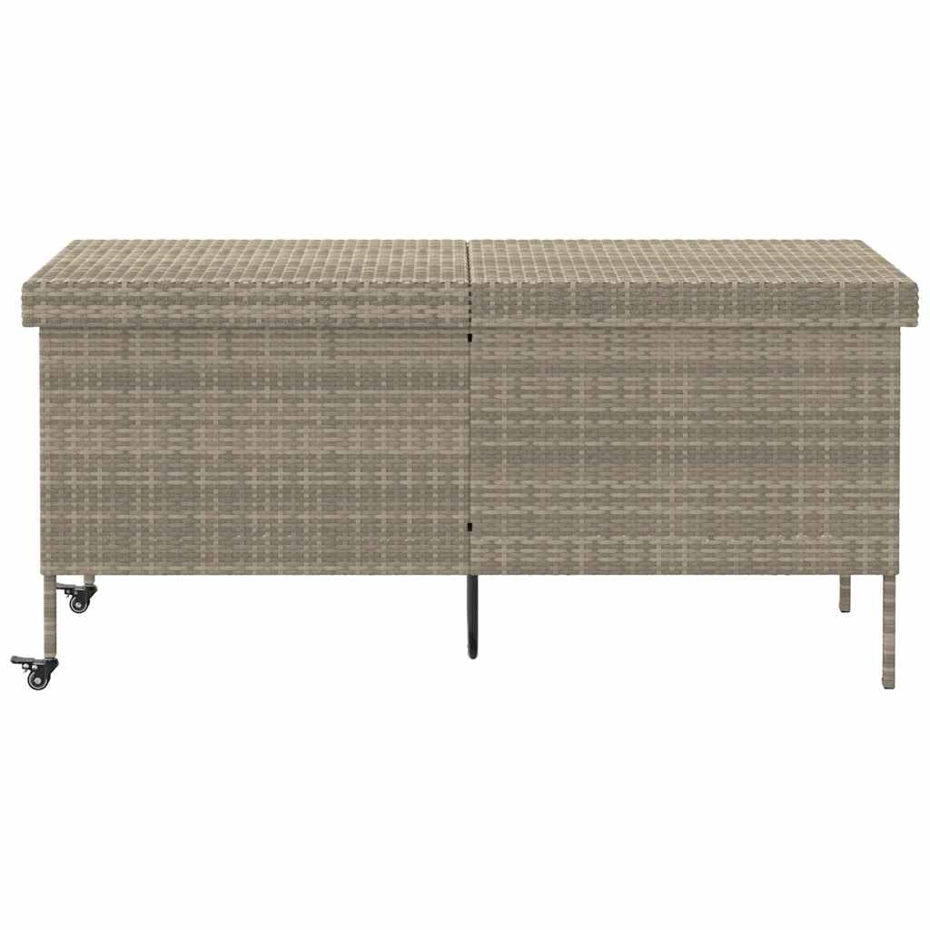 Tuinbox met wielen 160x55x75 cm poly rattan lichtgrijs - Afbeelding 4