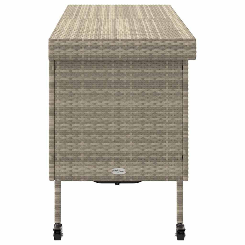 Tuinbox met wielen 160x55x75 cm poly rattan lichtgrijs - Afbeelding 6