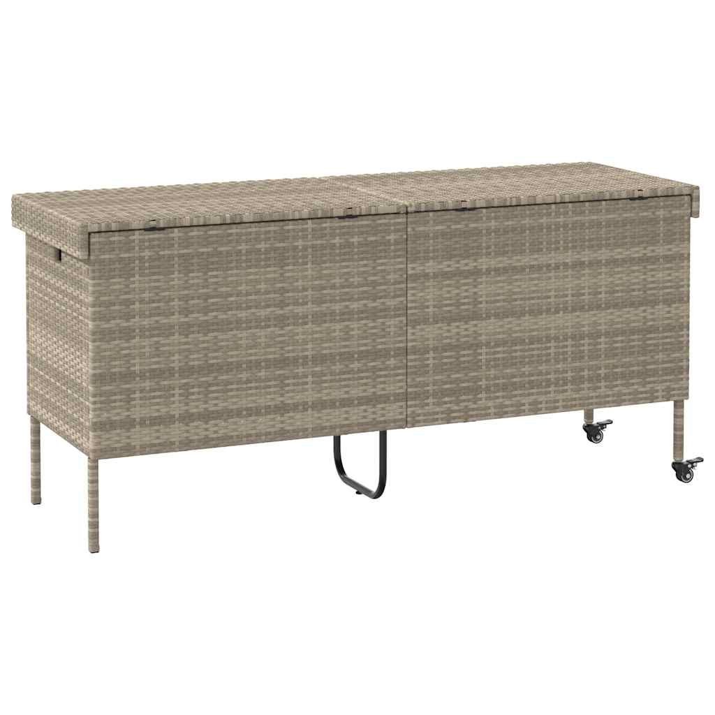 Tuinbox met wielen 160x55x75 cm poly rattan lichtgrijs - Afbeelding 7