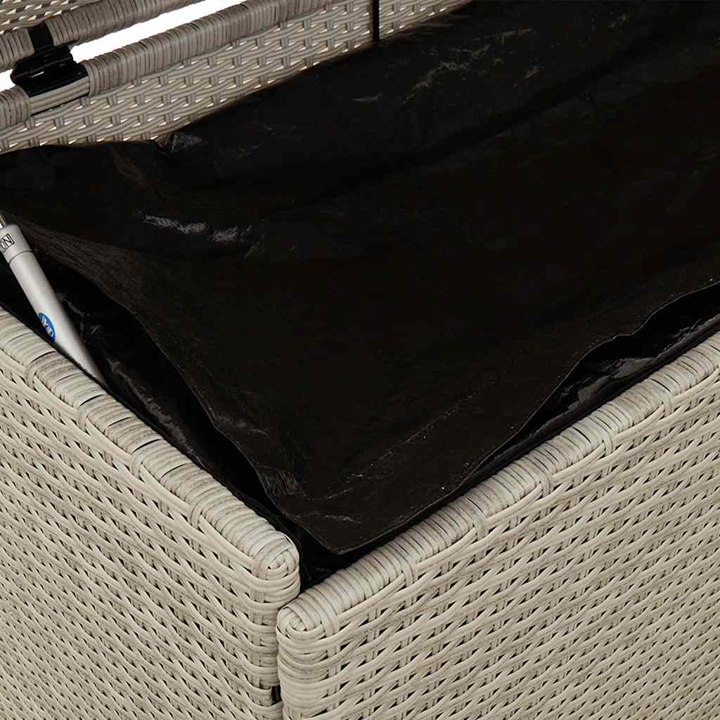 Tuinbox met wielen 160x55x75 cm poly rattan lichtgrijs - Afbeelding 9