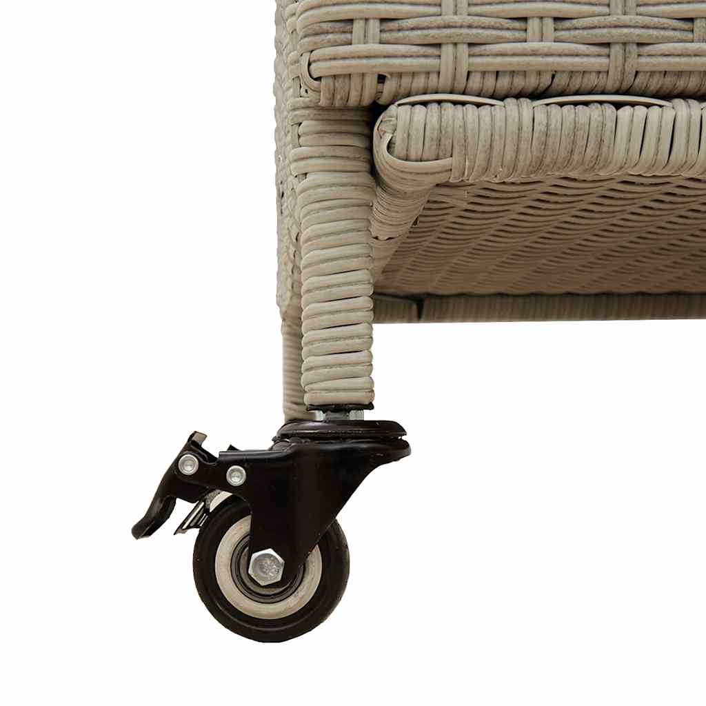 Tuinbox met wielen 160x55x75 cm poly rattan lichtgrijs - Afbeelding 10