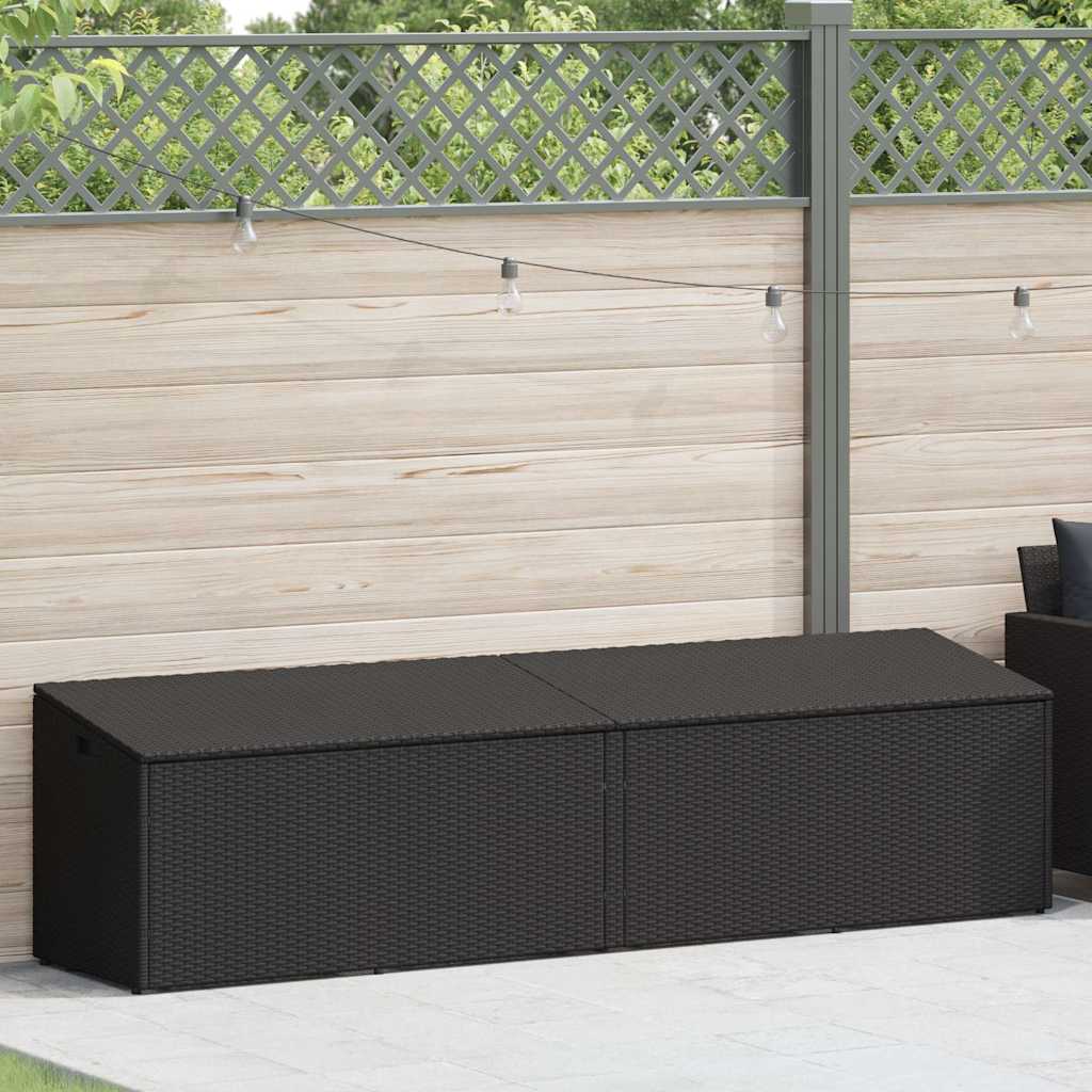 Tuinbox 220x50x58 cm poly rattan zwart - Afbeelding 2