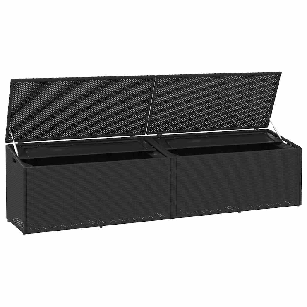 Tuinbox 220x50x58 cm poly rattan zwart - Afbeelding 4