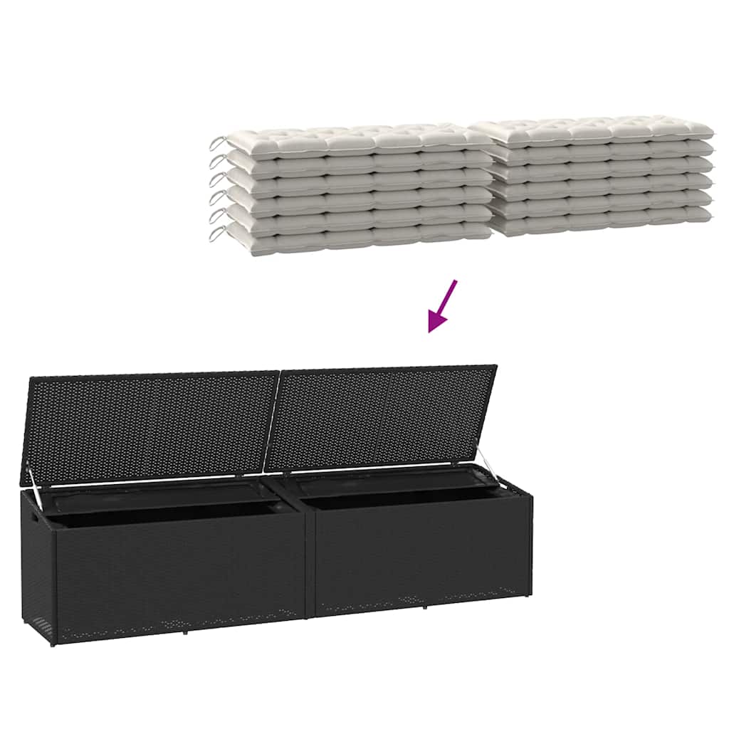 Tuinbox 220x50x58 cm poly rattan zwart - Afbeelding 7