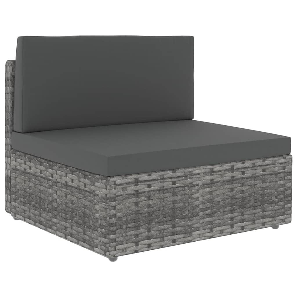 14-delige Loungeset met kussens poly rattan grijs - Afbeelding 2
