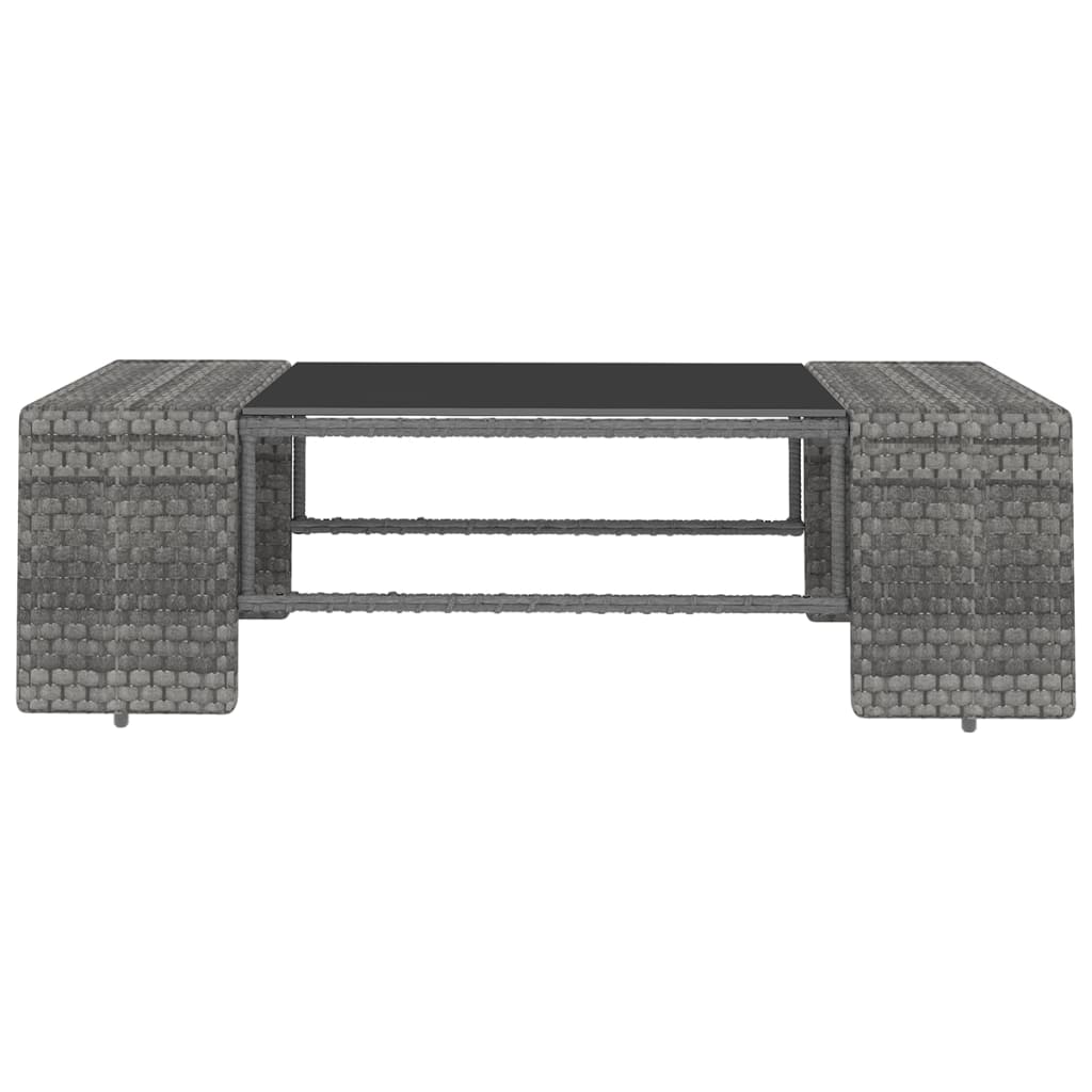 14-delige Loungeset met kussens poly rattan grijs - Afbeelding 11