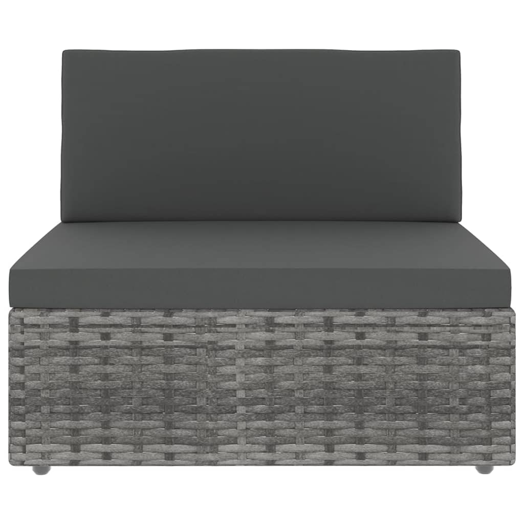 14-delige Loungeset met kussens poly rattan grijs - Afbeelding 3