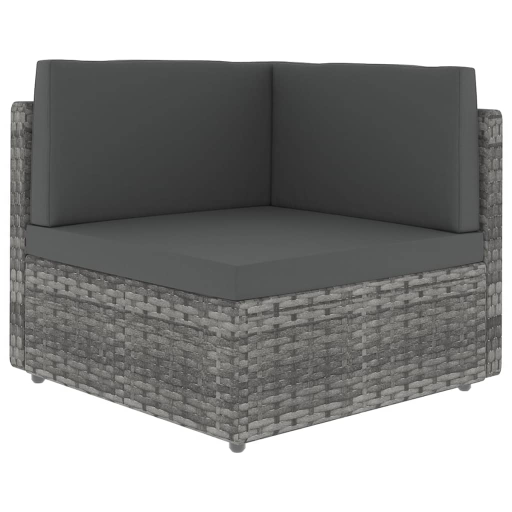 14-delige Loungeset met kussens poly rattan grijs - Afbeelding 4