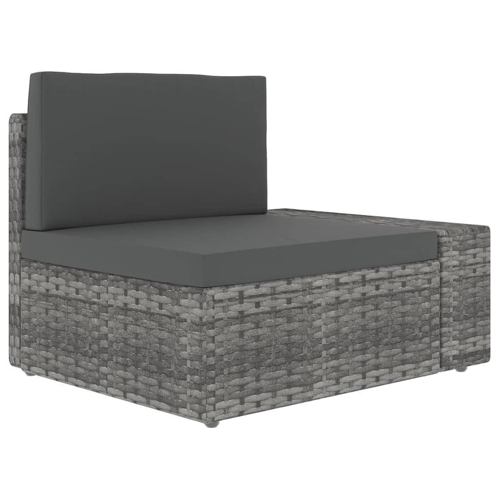 14-delige Loungeset met kussens poly rattan grijs - Afbeelding 6