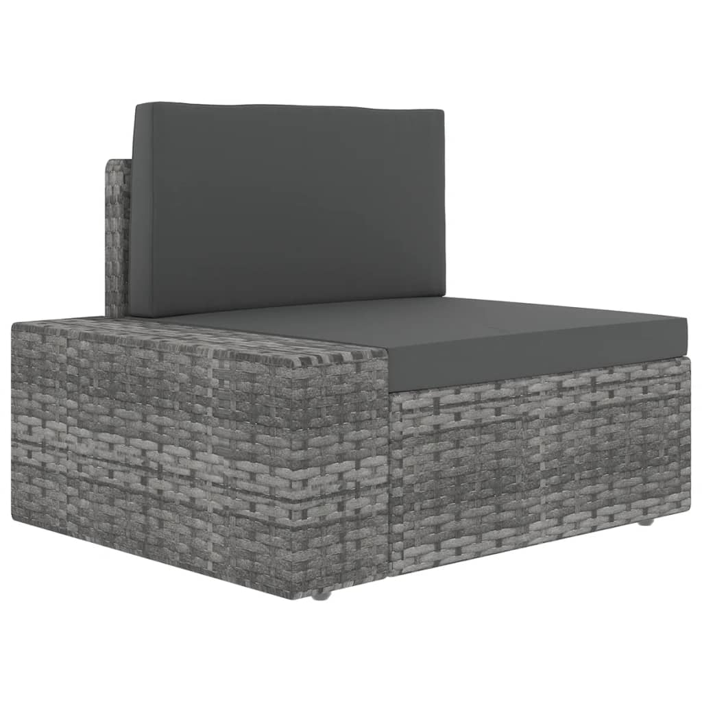 14-delige Loungeset met kussens poly rattan grijs - Afbeelding 8
