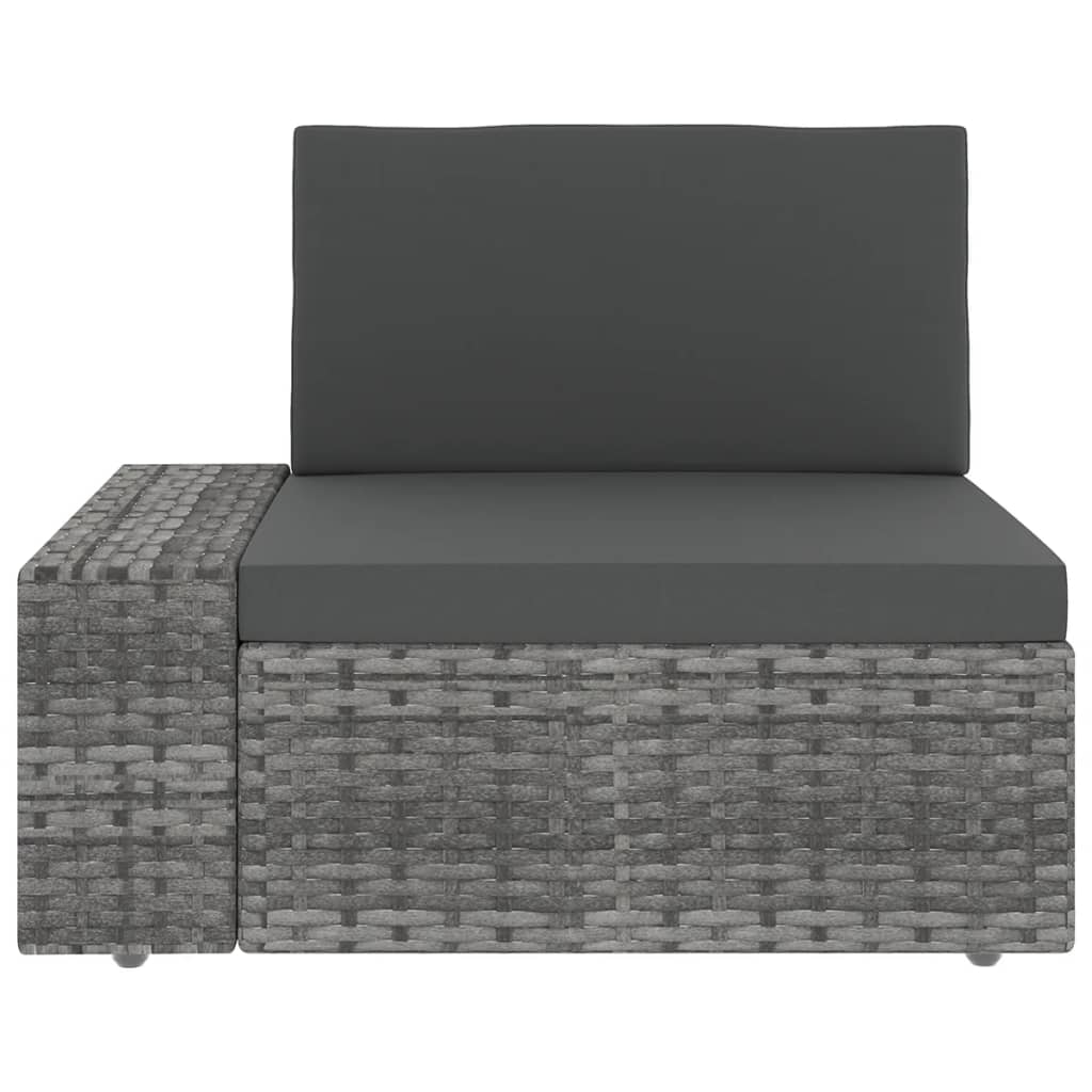 14-delige Loungeset met kussens poly rattan grijs - Afbeelding 9