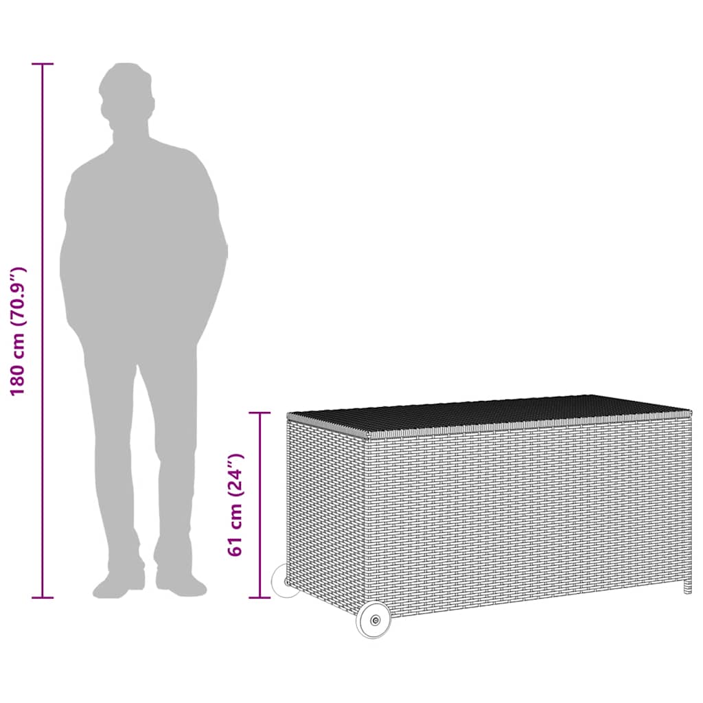 Tuinbox 120x65x61 cm poly rattan zwart - Afbeelding 10