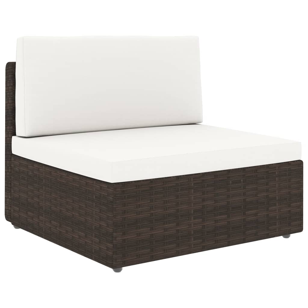 14-delige Loungeset met kussens poly rattan bruin - Afbeelding 2
