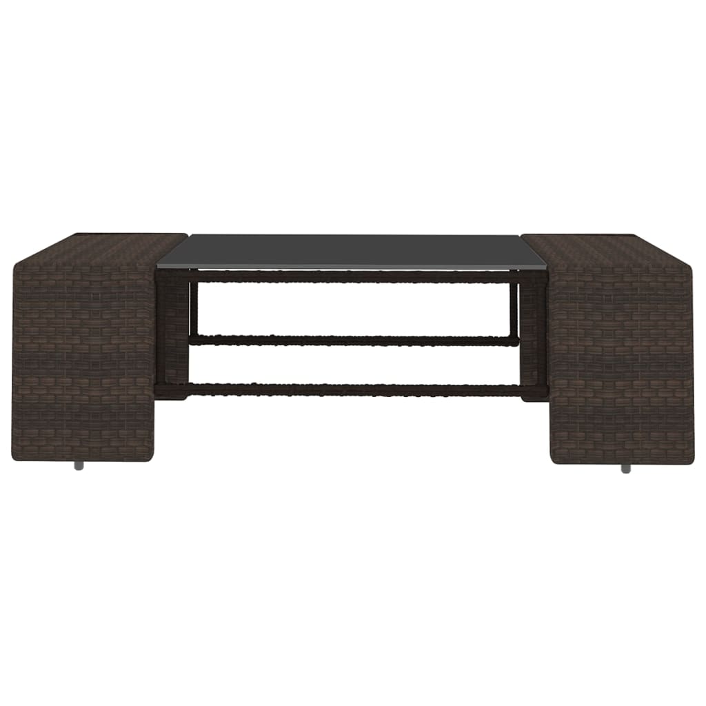 14-delige Loungeset met kussens poly rattan bruin - Afbeelding 11