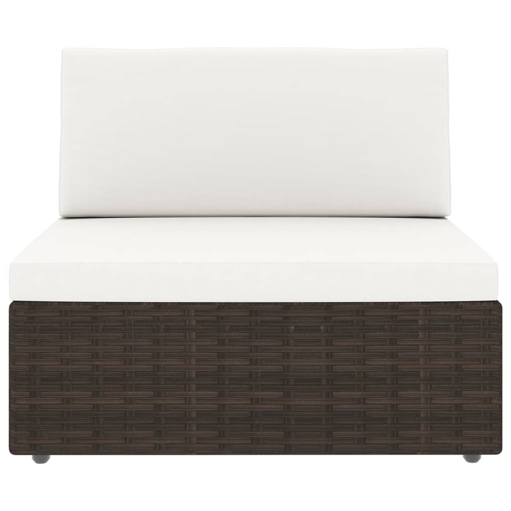 14-delige Loungeset met kussens poly rattan bruin - Afbeelding 3
