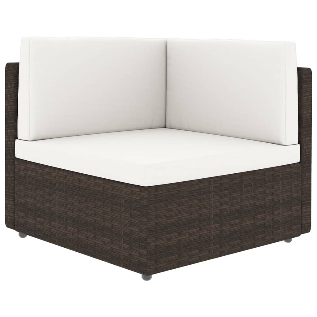14-delige Loungeset met kussens poly rattan bruin - Afbeelding 4