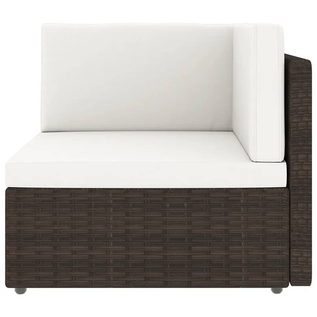 14-delige Loungeset met kussens poly rattan bruin - Afbeelding 5
