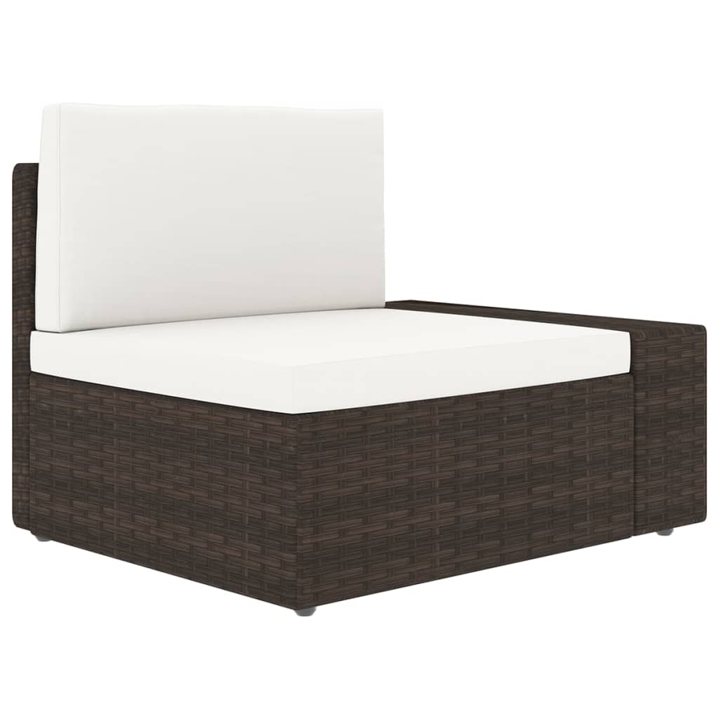 14-delige Loungeset met kussens poly rattan bruin - Afbeelding 6