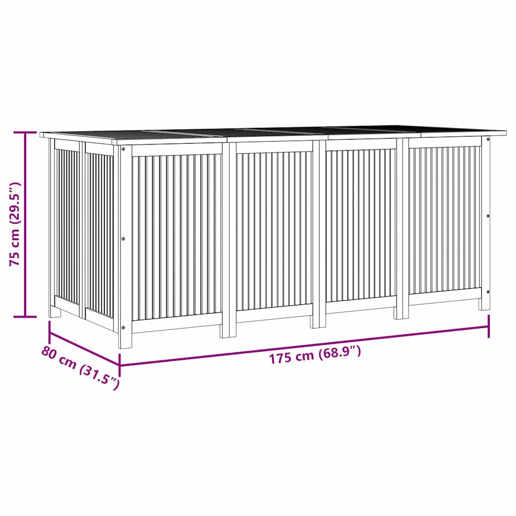 Tuinbox 175x80x75 cm massief acaciahout - Afbeelding 10