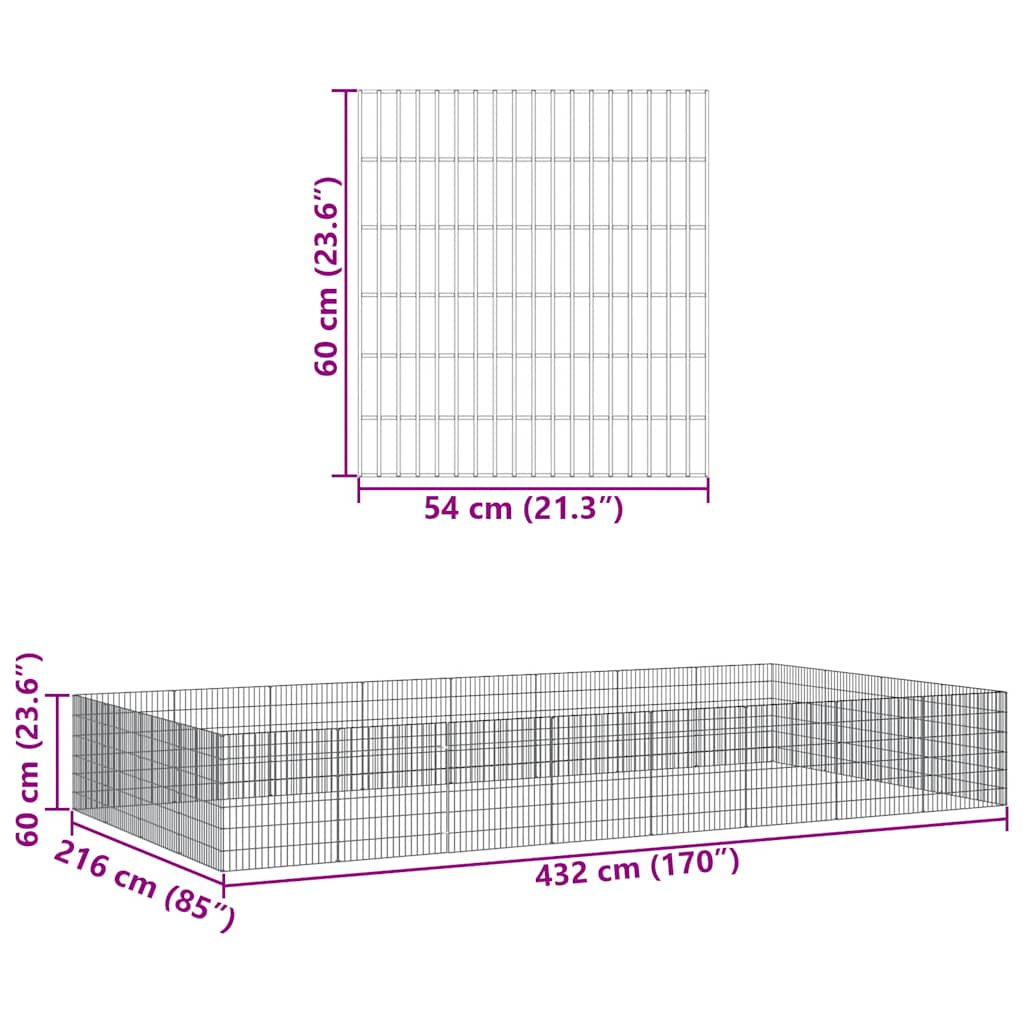 Dierenverblijf 24 panelen 54x60 cm gegalvaniseerd ijzer - Afbeelding 8