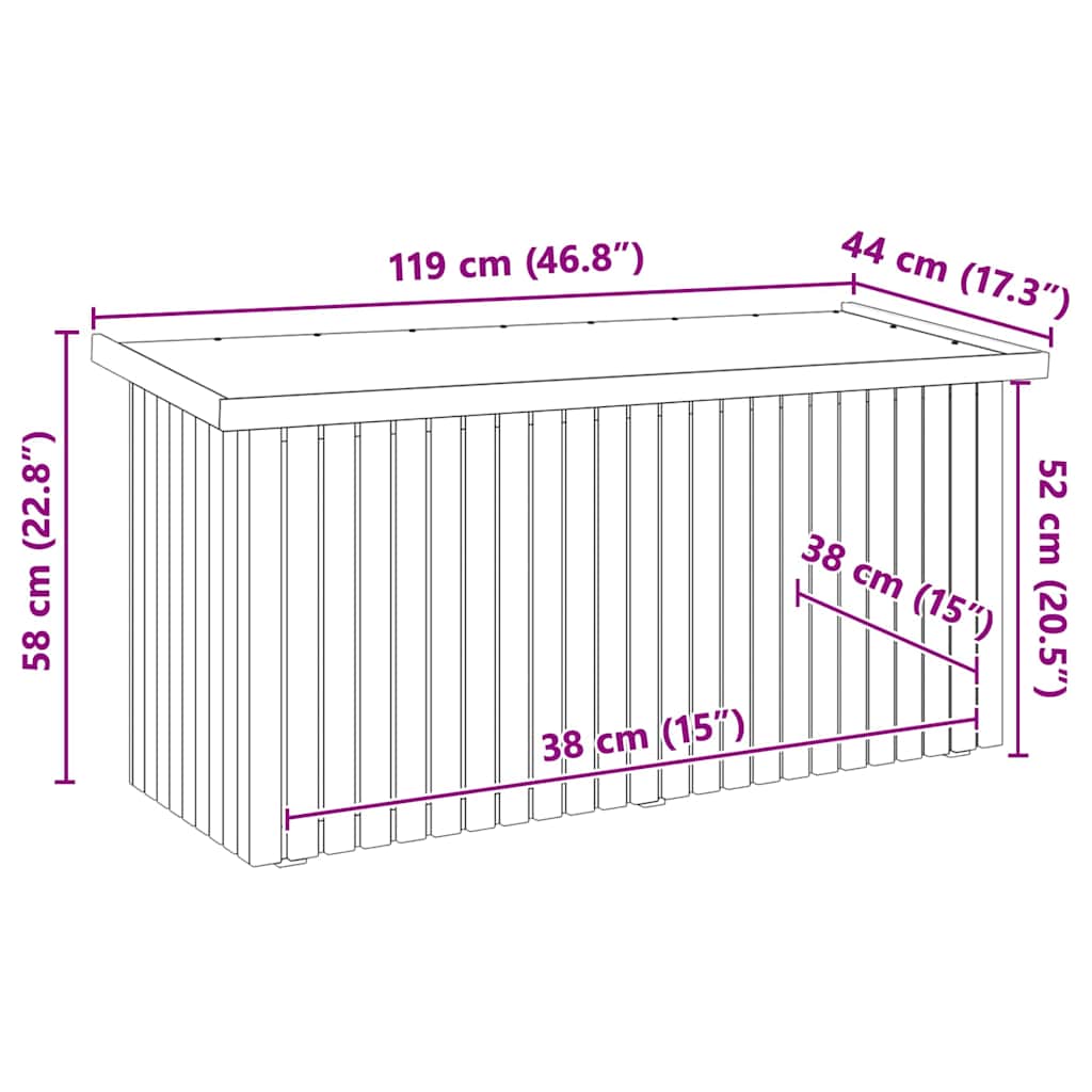 Opbergdoos 119x44x58,5 cm Behandeld Grenenhout - Afbeelding 9