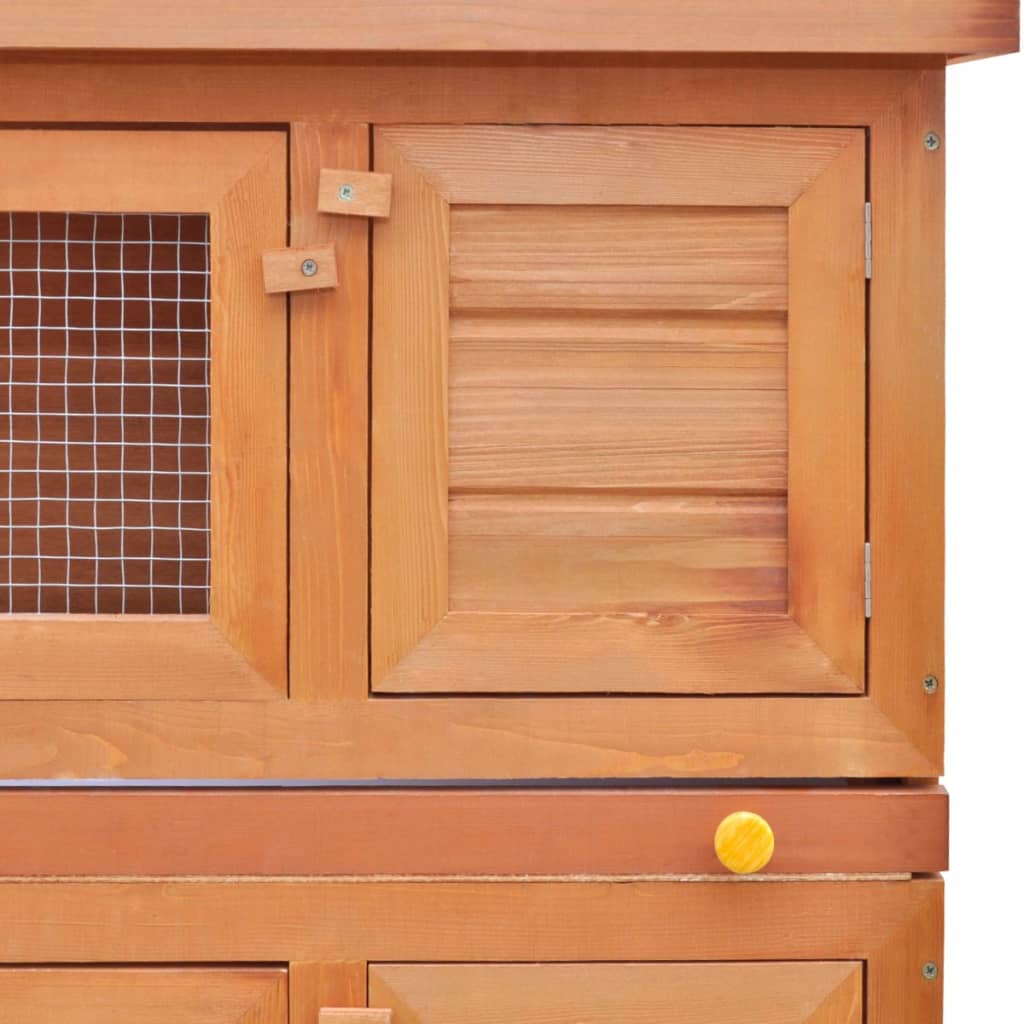 Buitenkonijnenhok voor kleine huisdieren, 4 deuren, hout - Afbeelding 5