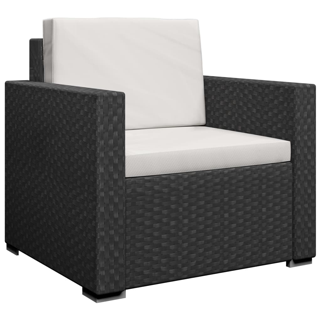13-delige Loungeset met kussens poly rattan zwart - Afbeelding 4