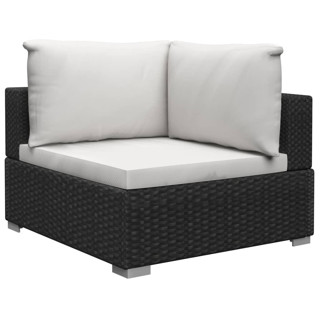 13-delige Loungeset met kussens poly rattan zwart - Afbeelding 5