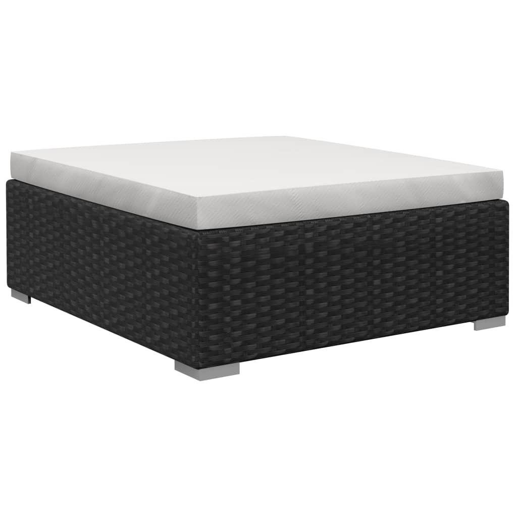 13-delige Loungeset met kussens poly rattan zwart - Afbeelding 7