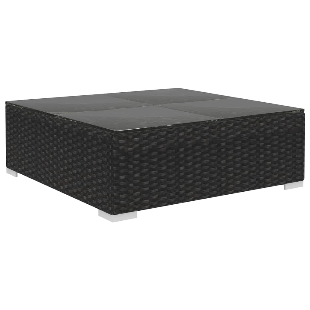 13-delige Loungeset met kussens poly rattan zwart - Afbeelding 8