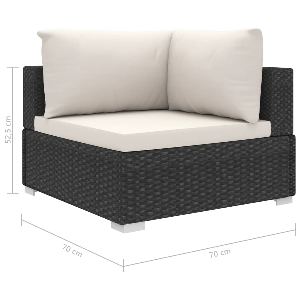 13-delige Loungeset met kussens poly rattan zwart - Afbeelding 10
