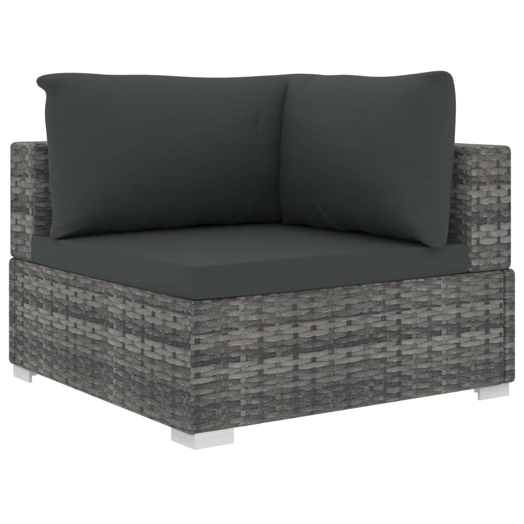 12-delige Loungeset met kussens poly rattan grijs - Afbeelding 4