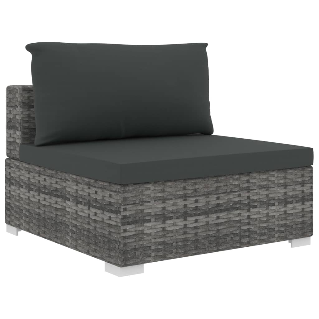 12-delige Loungeset met kussens poly rattan grijs - Afbeelding 5
