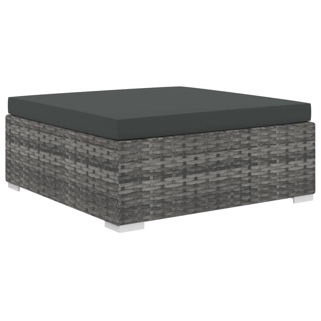 12-delige Loungeset met kussens poly rattan grijs - Afbeelding 6