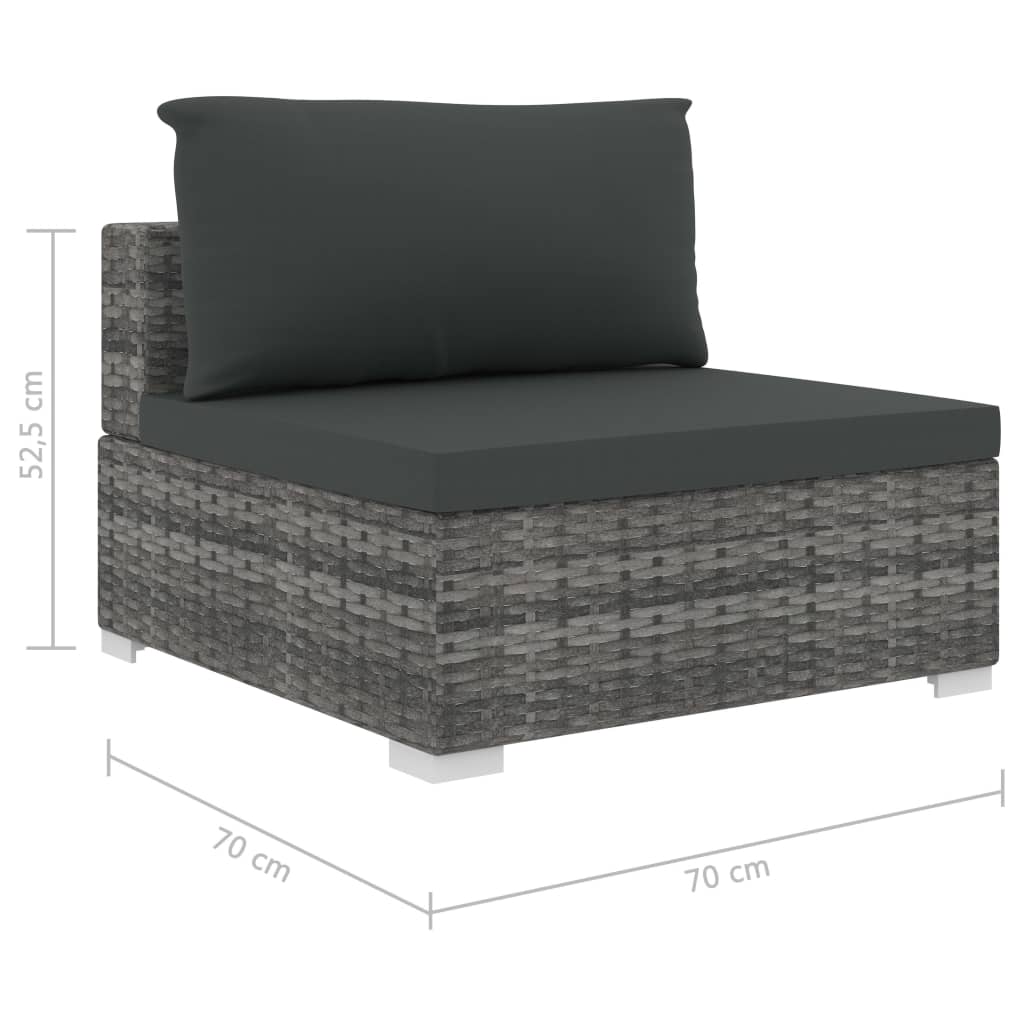 12-delige Loungeset met kussens poly rattan grijs - Afbeelding 9