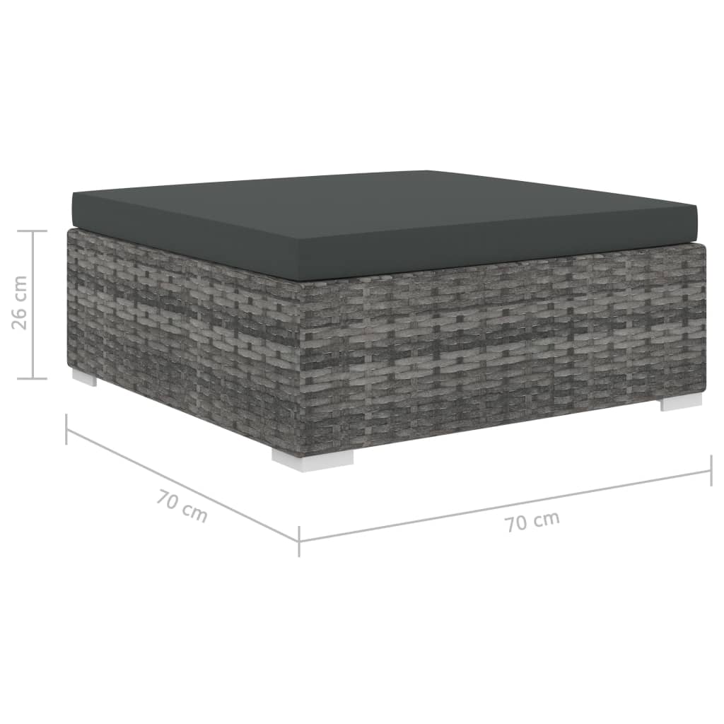 12-delige Loungeset met kussens poly rattan grijs - Afbeelding 10