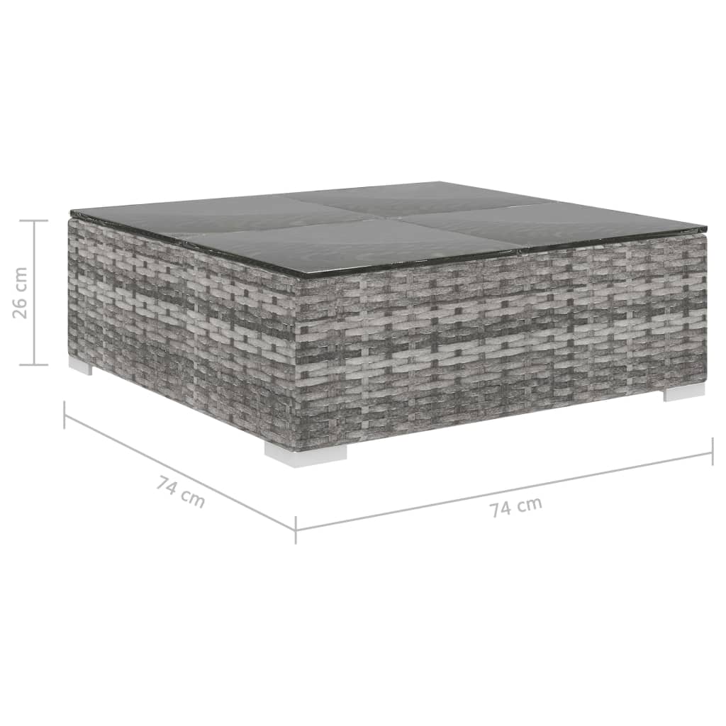 12-delige Loungeset met kussens poly rattan grijs - Afbeelding 11