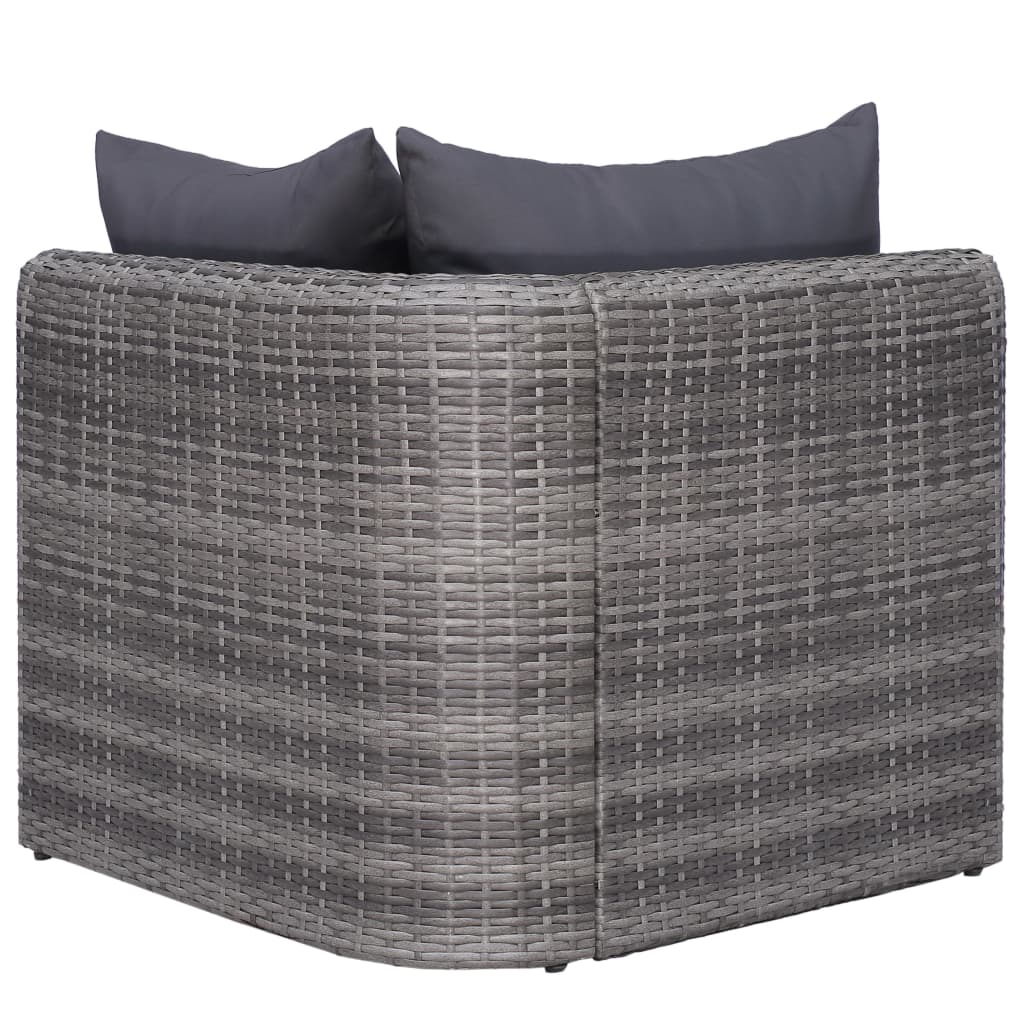 10-delige Loungeset met kussens poly rattan grijs - Afbeelding 8