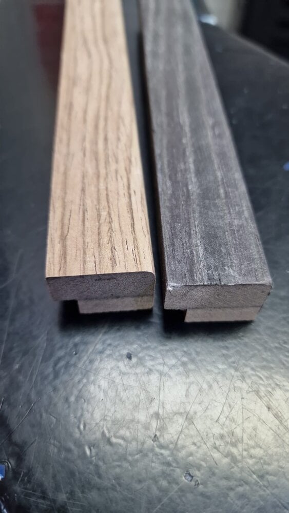 Eindlat Lattenwand kleur: 16 MM Walnoot 260x2,7x1,6 - Afbeelding 2