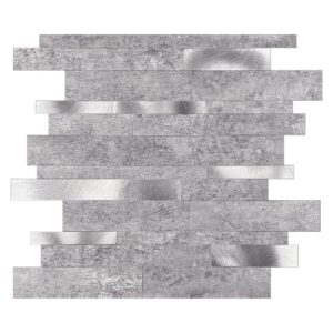 Grijs-Zilver Natuursteen ALU Wildverband - Zelfklevend Mozaiek 303x298x4mm
